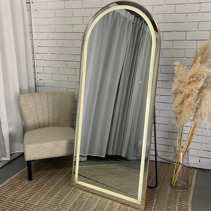 Stand Touch LED Mirror S-03| Full Length Mirror With Iron Frame | Standing Mirror For Living Room