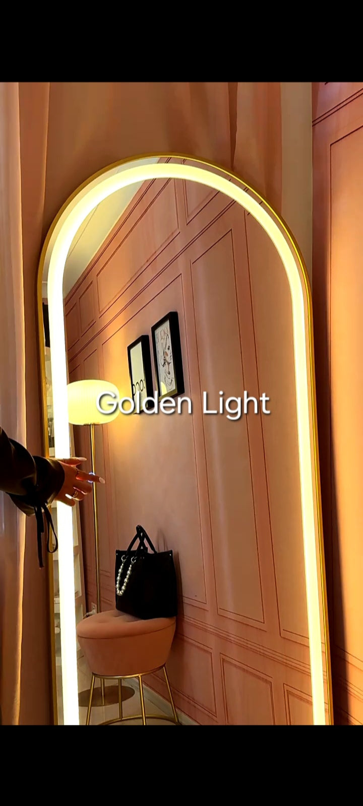 Stand Touch LED Mirror S-09 | Full Length Mirror With Iron Frame | Standing Mirror For Living Room