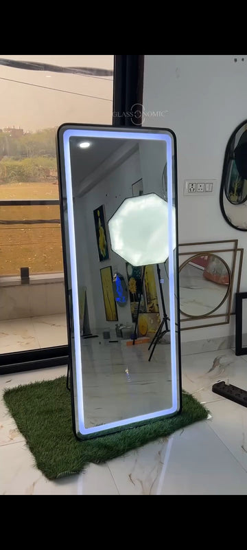 Stand Touch LED Mirror S-01| Full Length Mirror With Iron Frame | Standing Mirror For Living Room