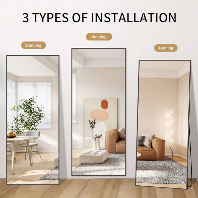 Stand Touch LED Mirror S-01| Full Length Mirror With Iron Frame | Standing Mirror For Living Room