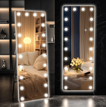 Hollywood Mirror With Triple Light Color Bulb / Aluminum Stand / Makeup Mirror / Room Mirror