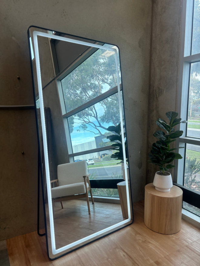 Stand Touch LED Mirror S-04| Full Length Mirror With Iron Frame | Standing Mirror For Living Room