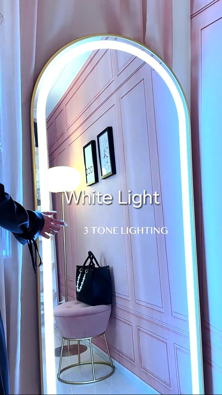 Stand Touch LED Mirror S-09 | Full Length Mirror With Iron Frame | Standing Mirror For Living Room