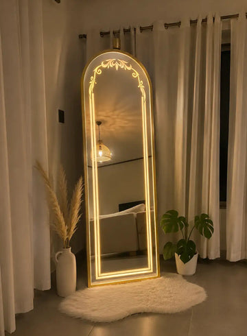 Stand Touch LED Mirror | Full Length Mirror With Iron Frame | Standing Mirror For Living Room SML-08