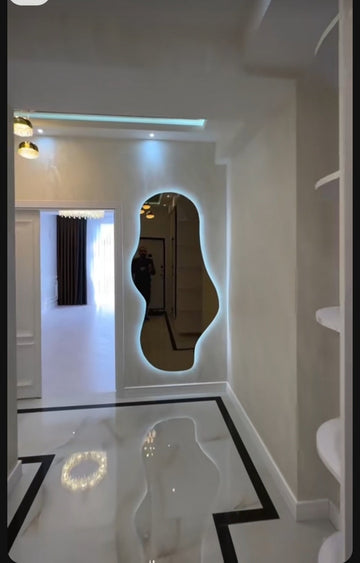 Irregular Full Length Pond Mirror,Bedroom Mirror With LED Lights FL-05