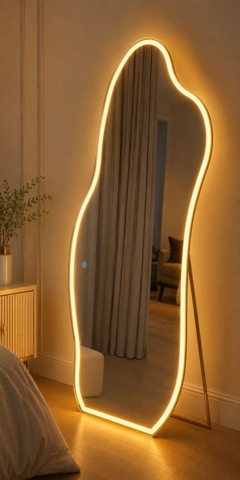 Touch Led Mirror  Full Length Mirror With (Back Stand.) | Standing Mirror For Living Room BSM-041