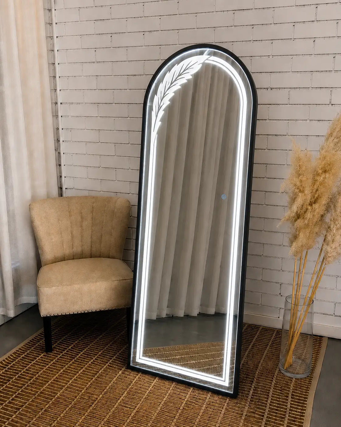 Stand Touch LED Mirror | Full Length Mirror With Iron Frame | Standing Mirror For Living Room SML-06