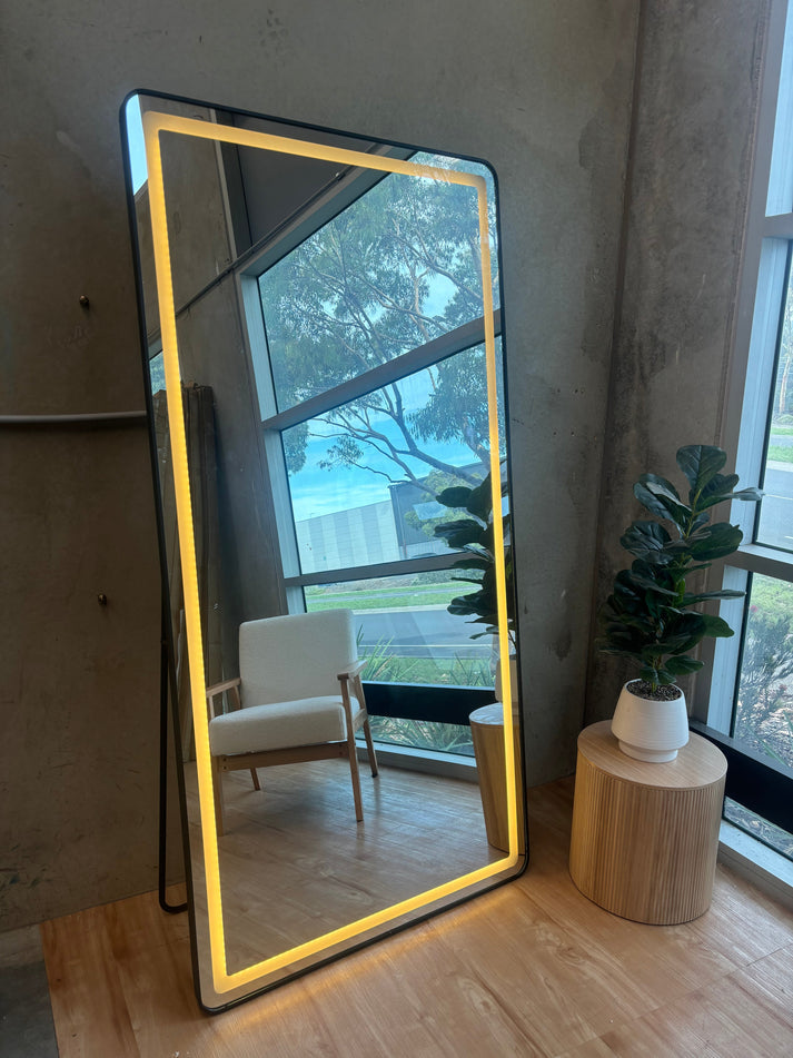 Stand Touch LED Mirror S-04| Full Length Mirror With Iron Frame | Standing Mirror For Living Room