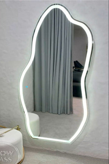 Irregular Full Length Pond Mirror,Bedroom Mirror With LED Lights FL-04