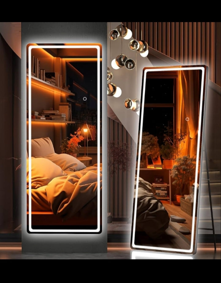 Touch Led Mirror S-08| Full Length Mirror With (Back Stand.) | Standing Mirror For Living Room