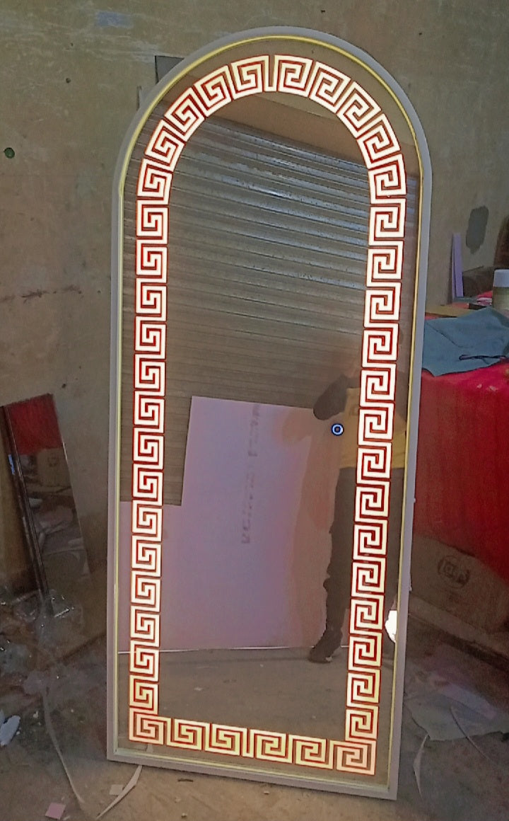 Stand Touch LED Mirror S-02| Full Length Mirror With Iron Frame | Standing Mirror For Living Room