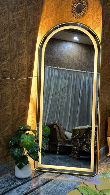 Stand Touch LED Mirror | Full Length Mirror With Iron Frame | Standing Mirror For Living Room SML-04