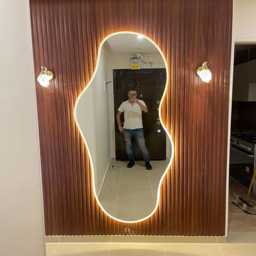 Irregular Full Length Pond Mirror,Bedroom Mirror With LED Lights FL-21